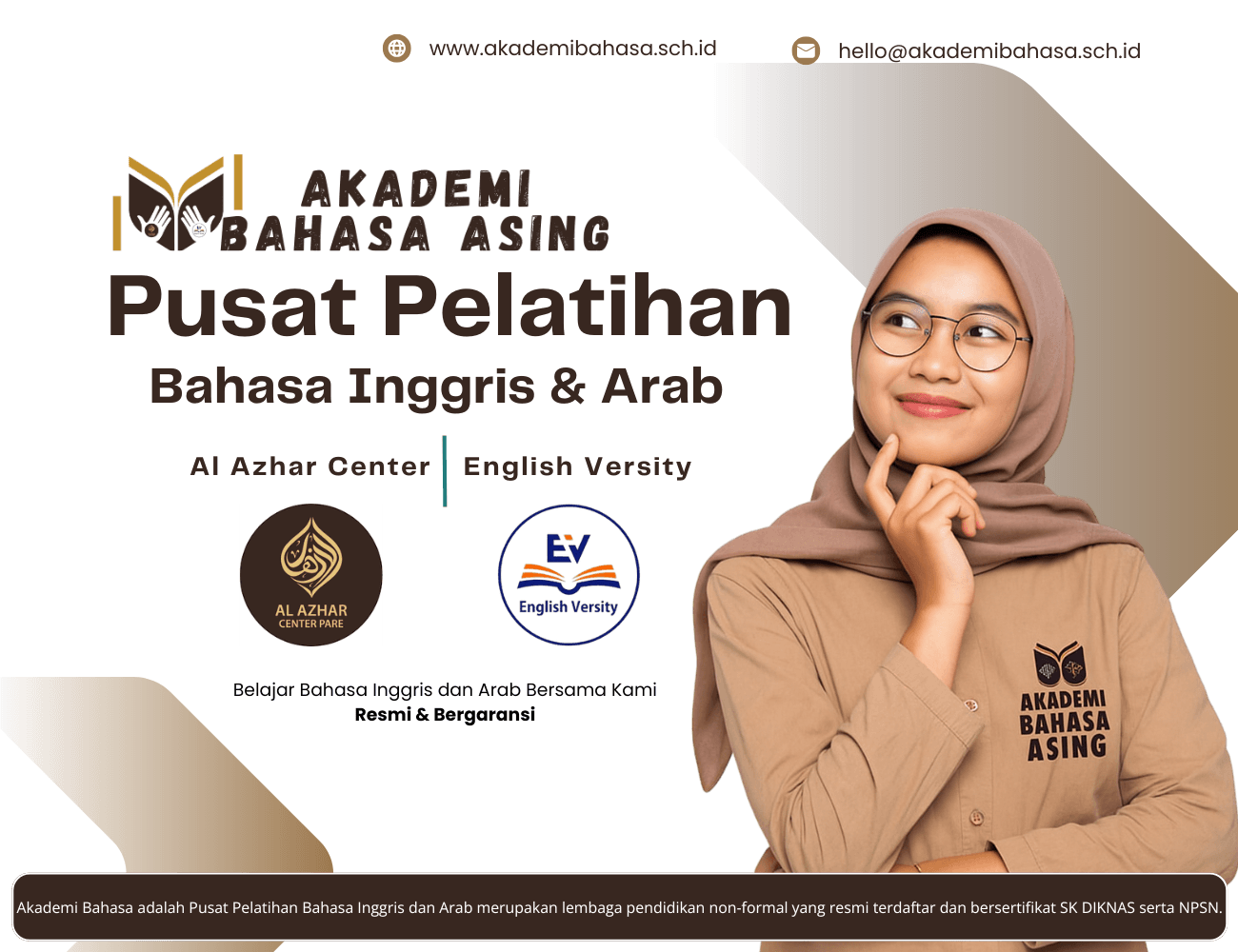 Pusat Pelatihan Bahasa Inggris dan Arab Resmi dan terakreditasi kemendikbudristek